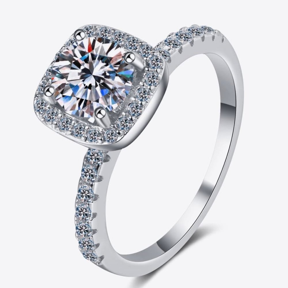 2 Carat Moissanite Square Halo Ring